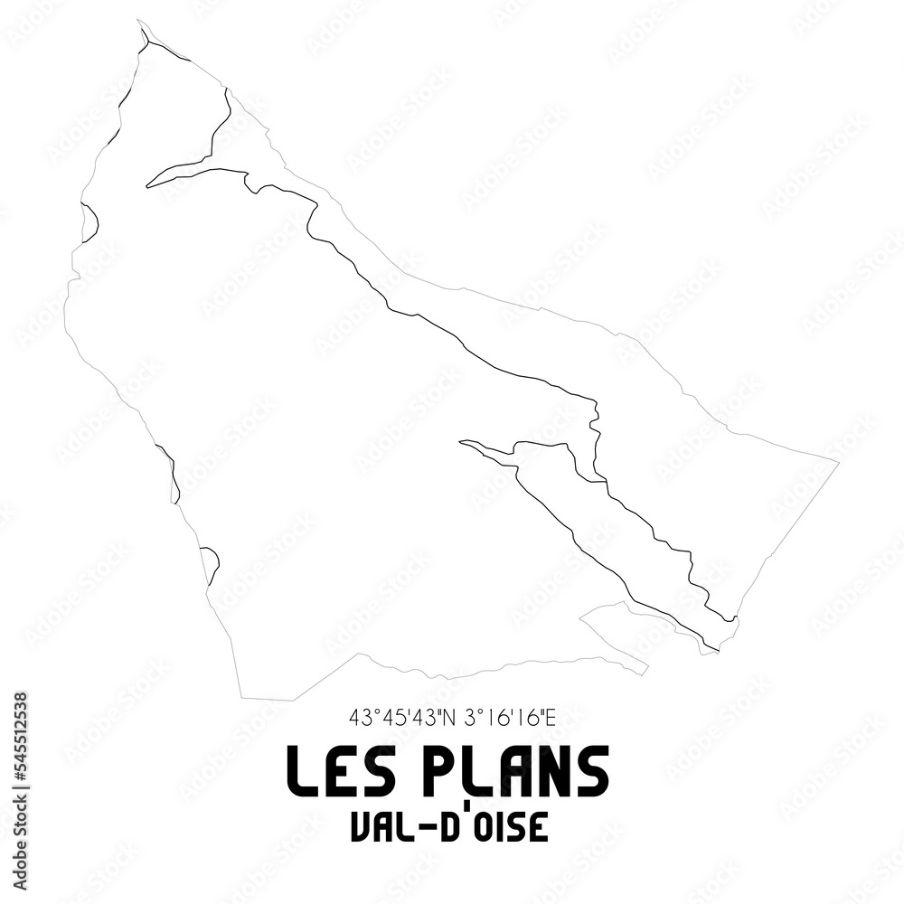 LES PLANS Val-d'Oise. Minimalistic street map with black and white lines.