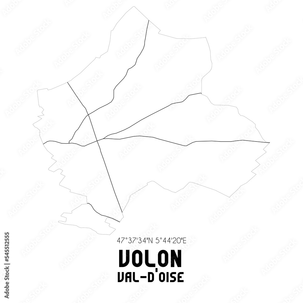 VOLON Val-d'Oise. Minimalistic street map with black and white lines.