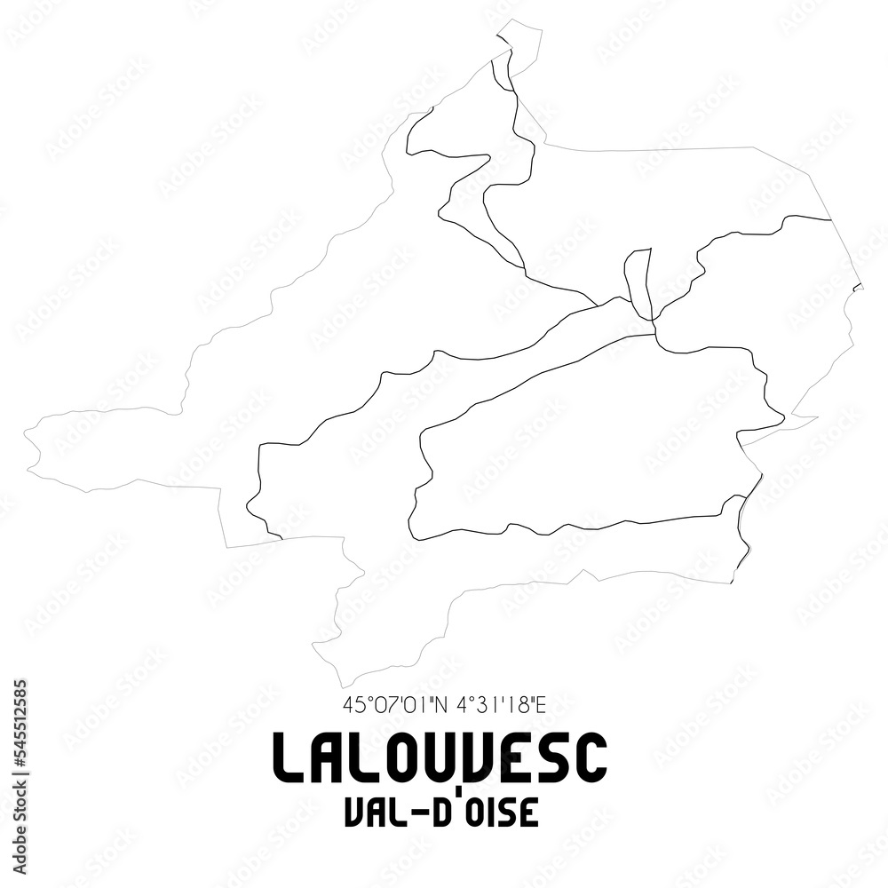 LALOUVESC Val-d'Oise. Minimalistic street map with black and white lines.