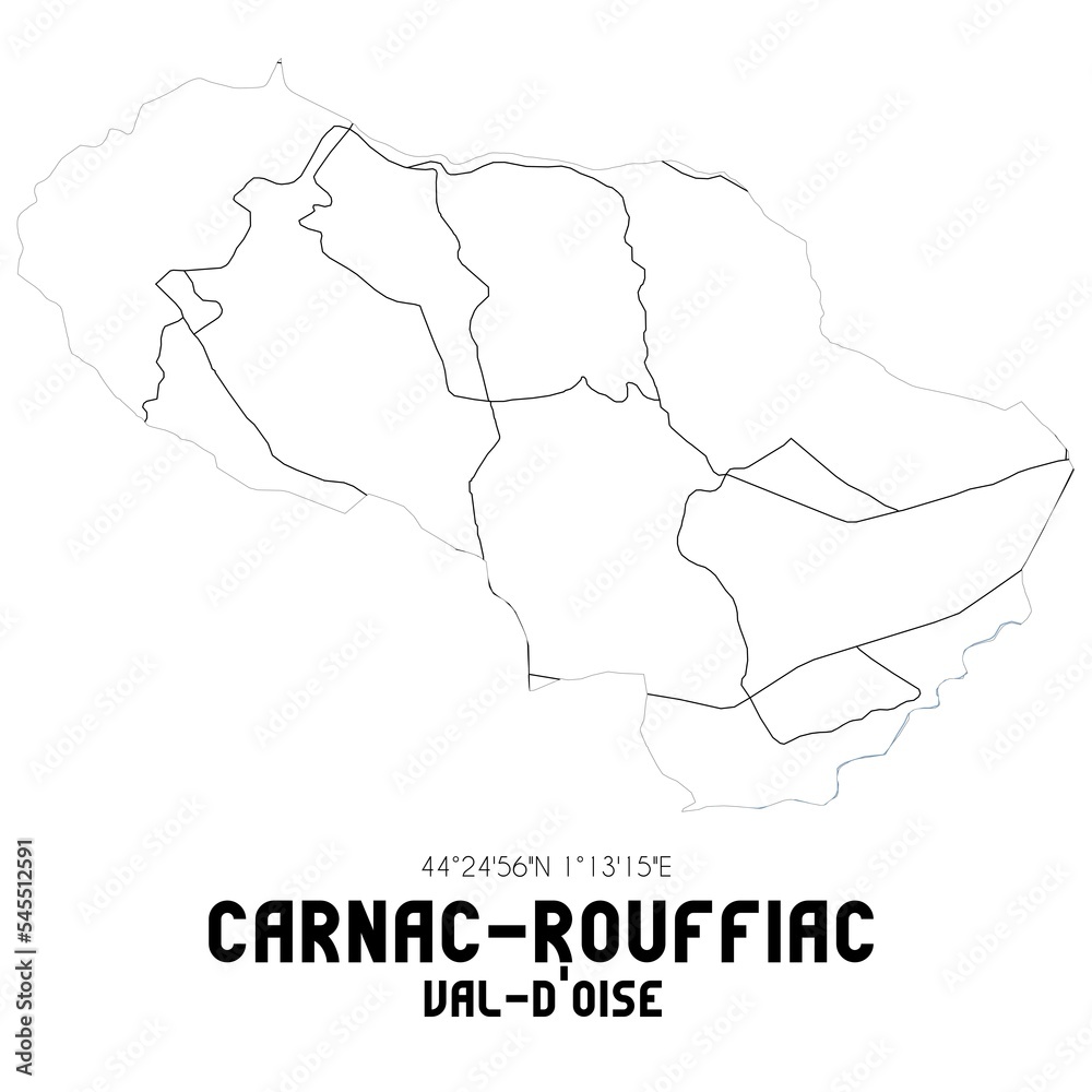 CARNAC-ROUFFIAC Val-d'Oise. Minimalistic street map with black and white lines.