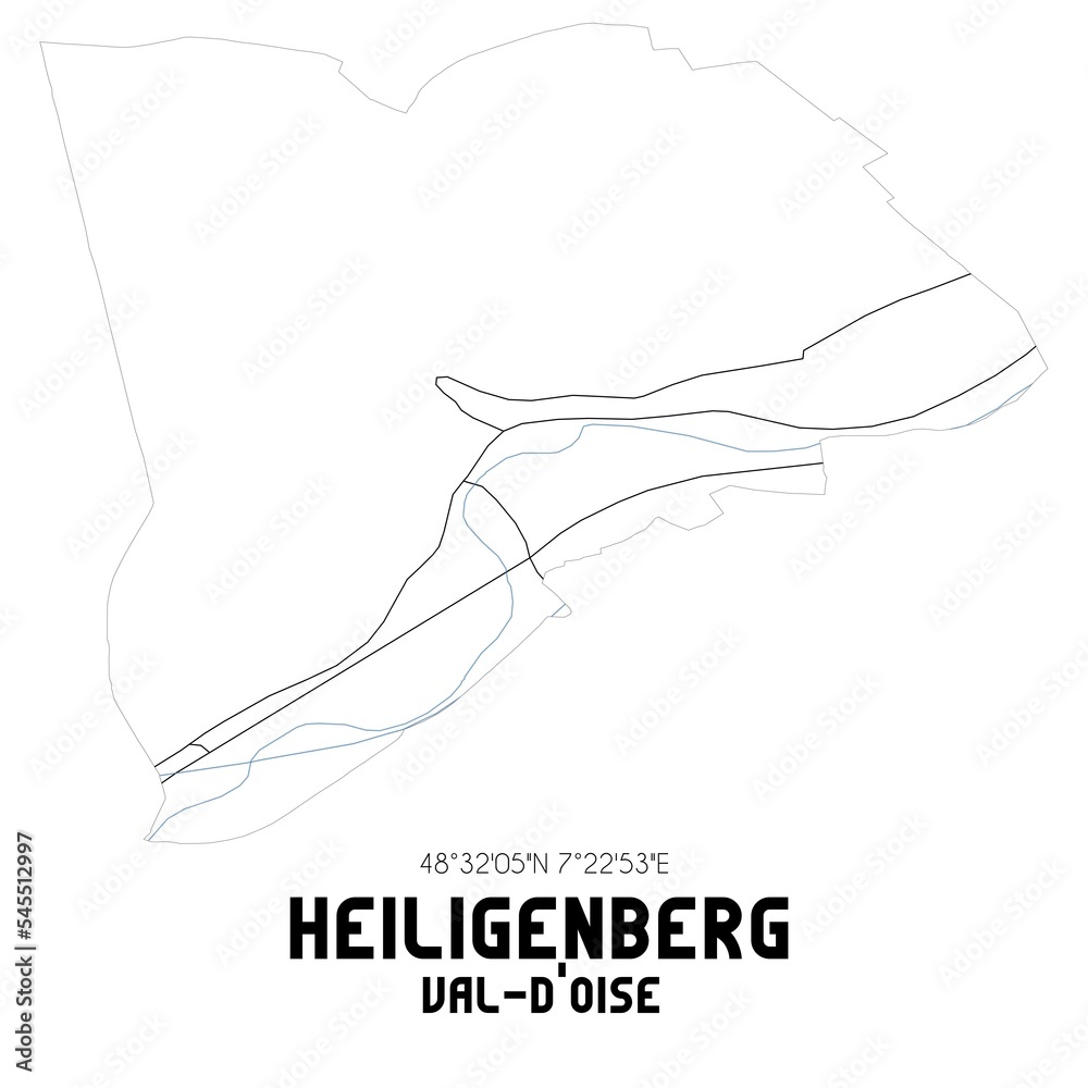 HEILIGENBERG Val-d'Oise. Minimalistic street map with black and white lines.