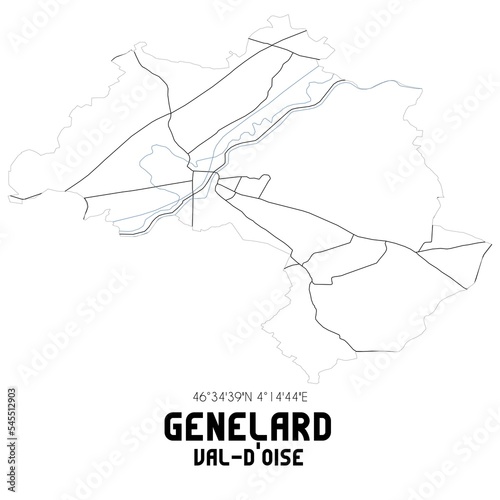 GENELARD Val-d'Oise. Minimalistic street map with black and white lines.