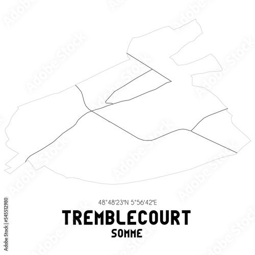 TREMBLECOURT Somme. Minimalistic street map with black and white lines.