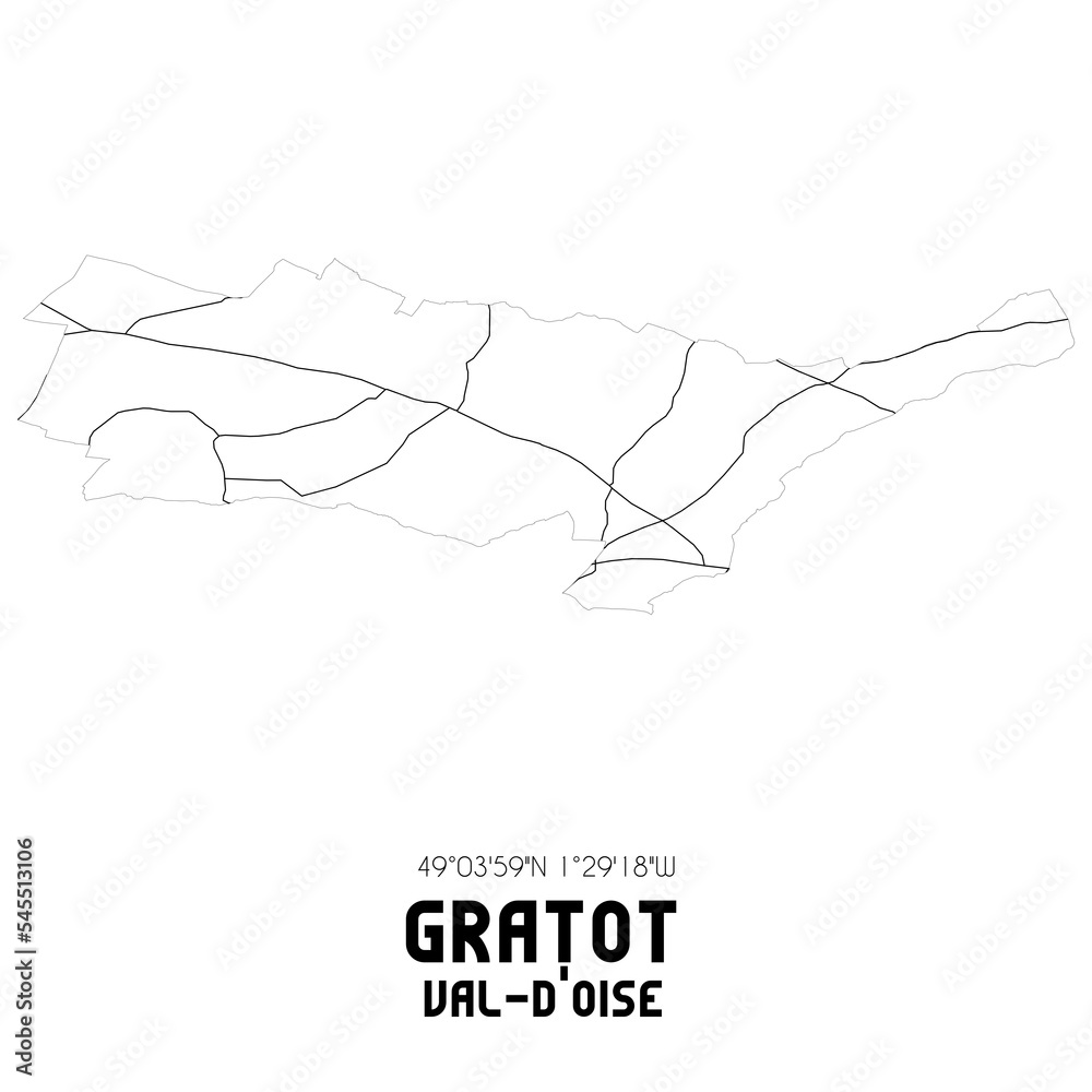 Fototapeta premium GRATOT Val-d'Oise. Minimalistic street map with black and white lines.