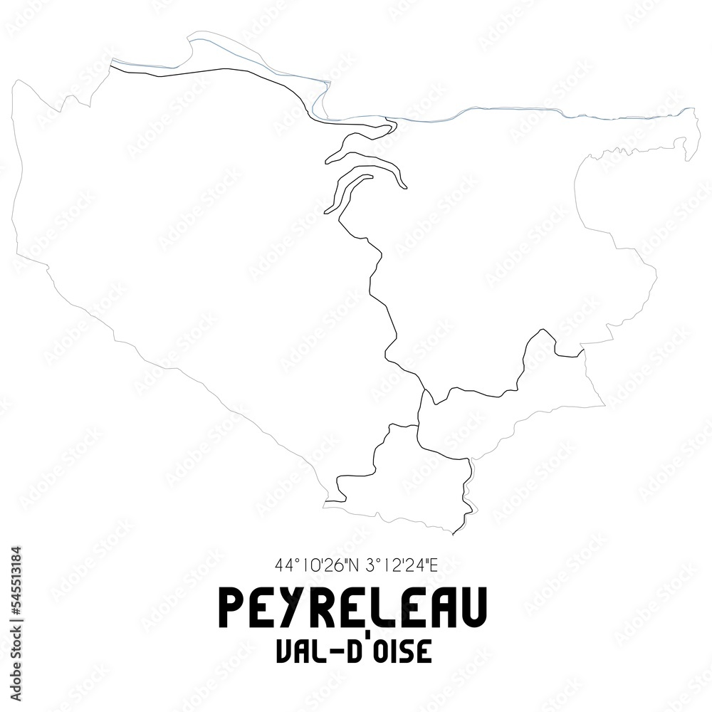 PEYRELEAU Val-d'Oise. Minimalistic street map with black and white lines.
