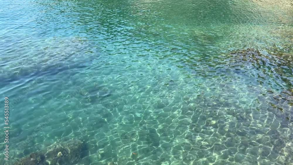 Turquoise sea flowing waters with transparent glittering surface. Turquoise sea flowing waters with transparent glittering surface.