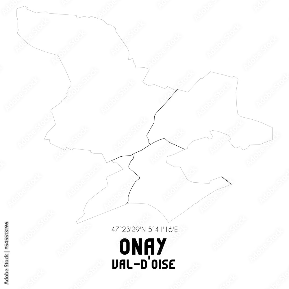 ONAY Val-d'Oise. Minimalistic street map with black and white lines.