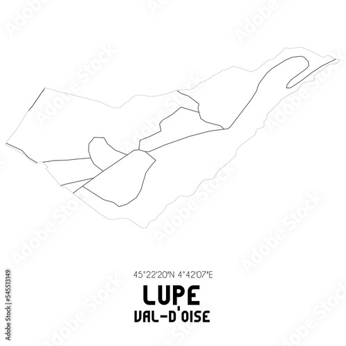 LUPE Val-d'Oise. Minimalistic street map with black and white lines.