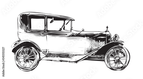 Vintage car hand drawn sketch in doodle style Vector illustration