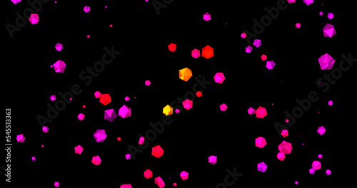 Abstract colored geometric background. 3d image, selective focus. copy space black background blend mode, edit