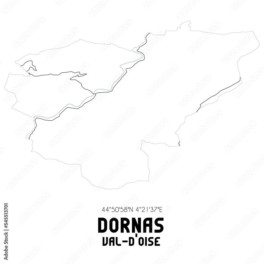 DORNAS Val-d'Oise. Minimalistic street map with black and white lines.