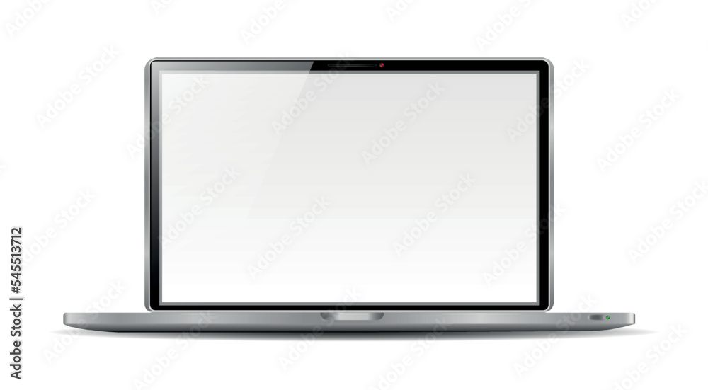 Laptop realistic computer in mockup style. Laptop isolated on a white background. Vector illustration Laptop realistic computer in mockup style. Laptop isolated on a white background. Vector illustration
