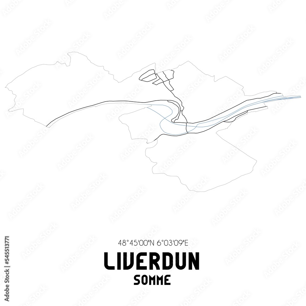 LIVERDUN Somme. Minimalistic street map with black and white lines. LIVERDUN Somme. Minimalistic street map with black and white lines.