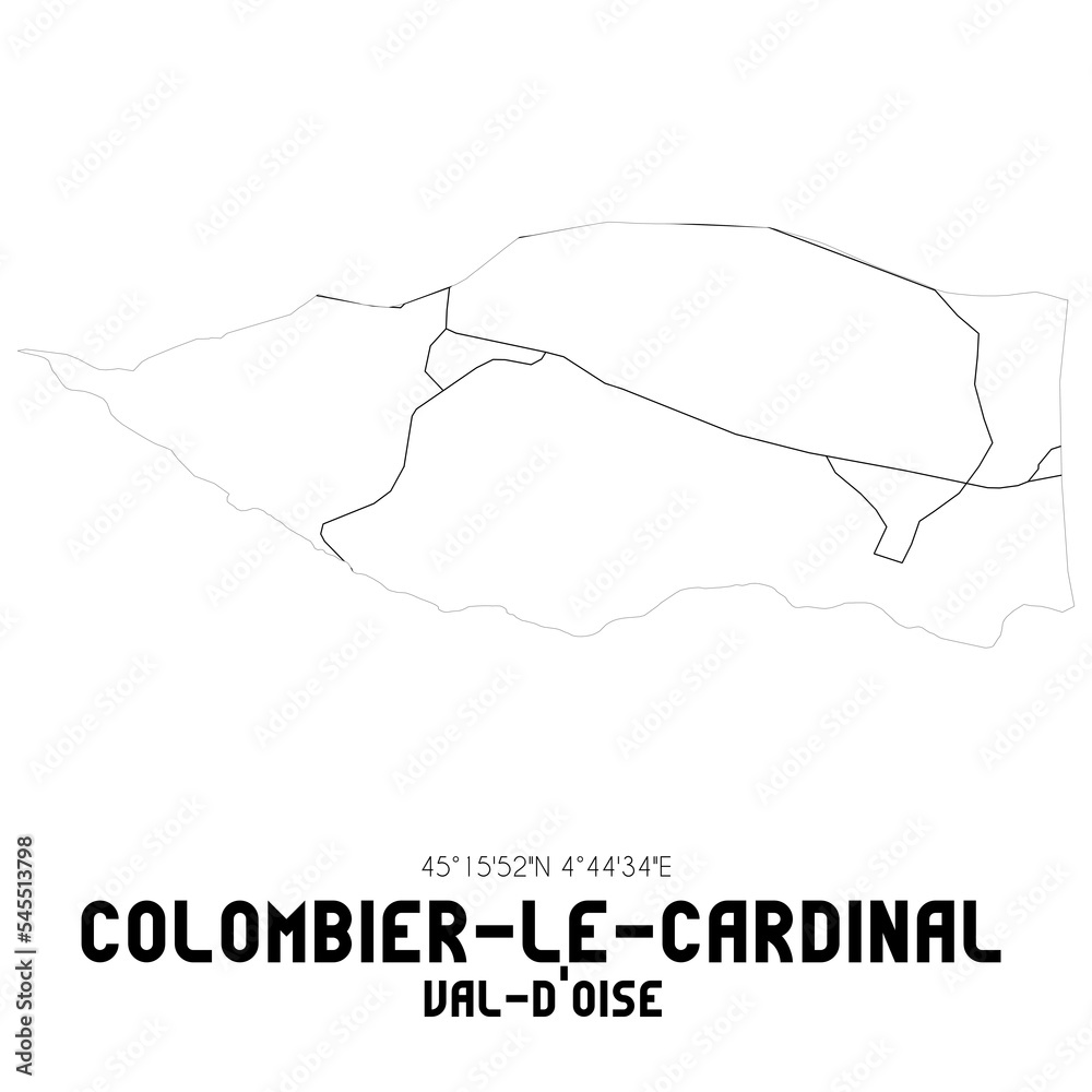 COLOMBIER-LE-CARDINAL Val-d'Oise. Minimalistic street map with black and white lines. COLOMBIER-LE-CARDINAL Val-d'Oise. Minimalistic street map with black and white lines.