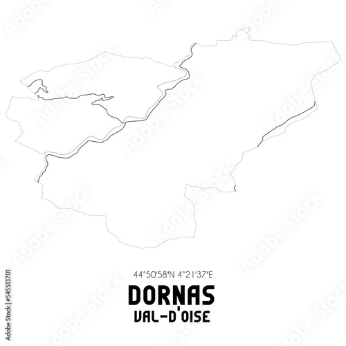 DORNAS Val-d'Oise. Minimalistic street map with black and white lines.