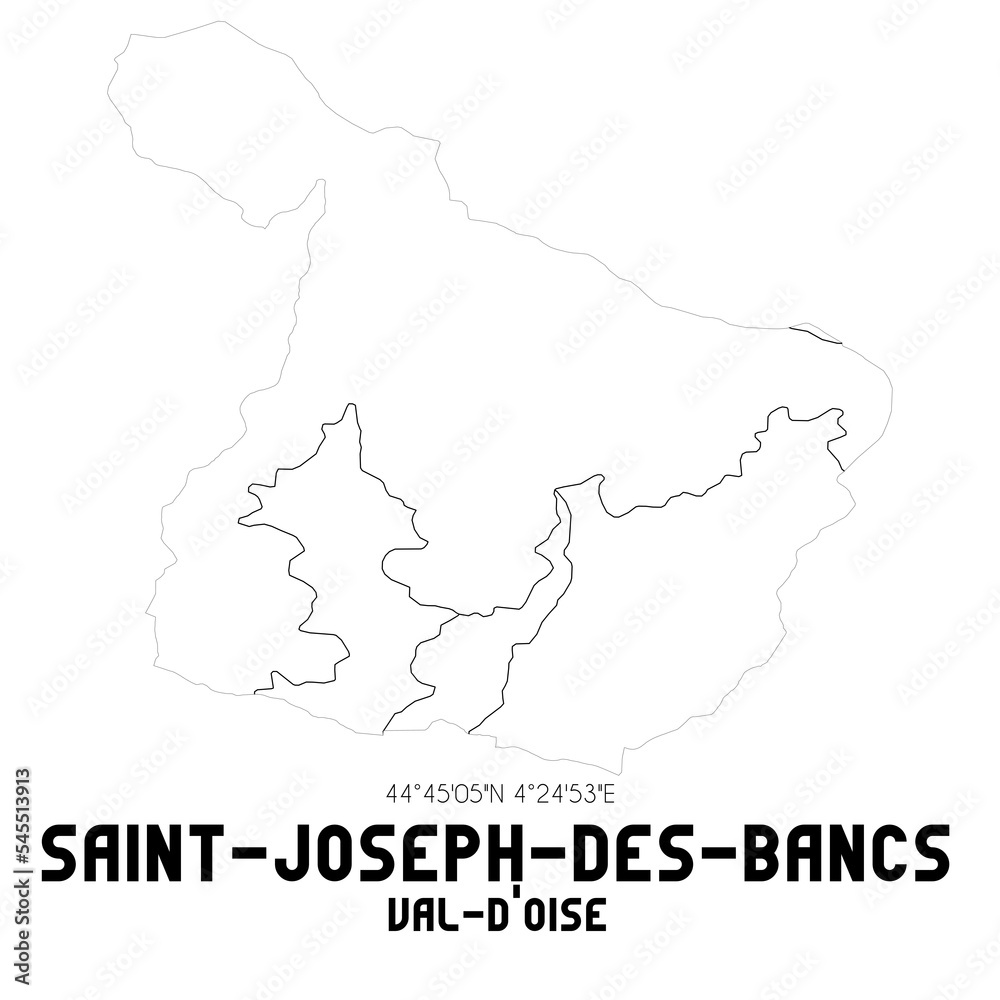 SAINT-JOSEPH-DES-BANCS Val-d'Oise. Minimalistic street map with black and white lines.