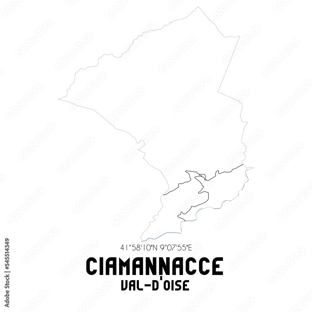 CIAMANNACCE Val-d'Oise. Minimalistic street map with black and white lines.