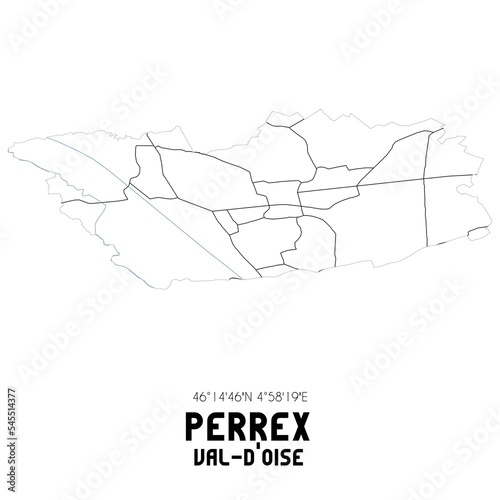 PERREX Val-d'Oise. Minimalistic street map with black and white lines. photo