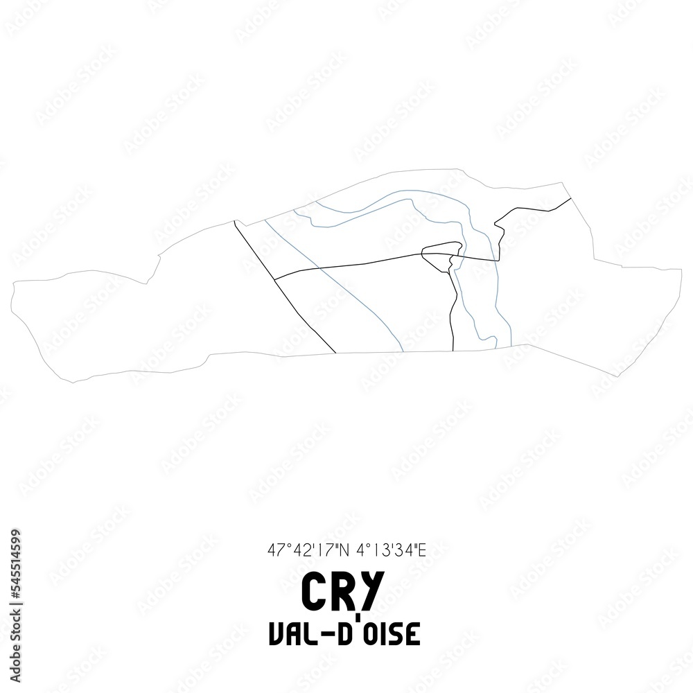 CRY Val-d'Oise. Minimalistic street map with black and white lines.