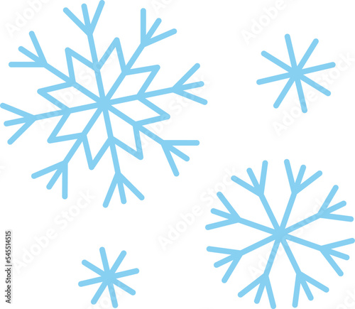 Winter set of blue snowflakes isolated without background. Snowflake silhouettes. Vector flat illustration