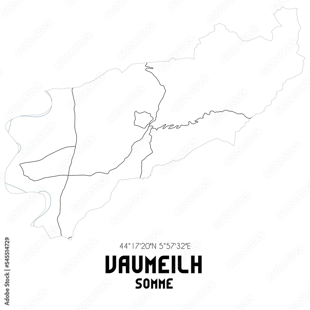 VAUMEILH Somme. Minimalistic street map with black and white lines.