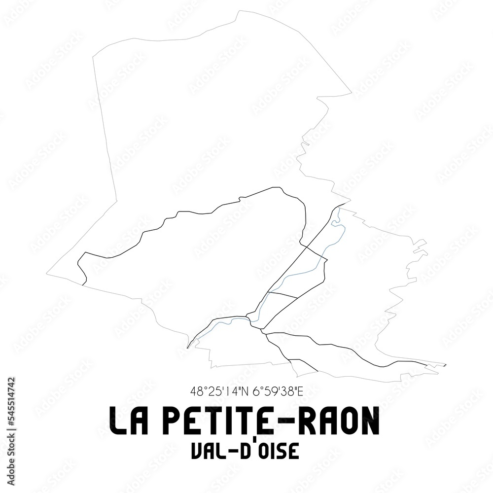 LA PETITE-RAON Val-d'Oise. Minimalistic street map with black and white lines.