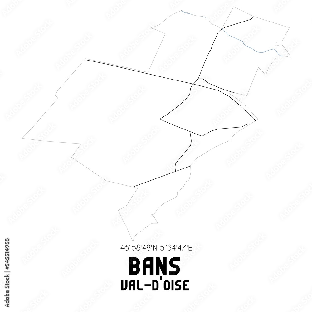 BANS Val-d'Oise. Minimalistic street map with black and white lines. BANS Val-d'Oise. Minimalistic street map with black and white lines.
