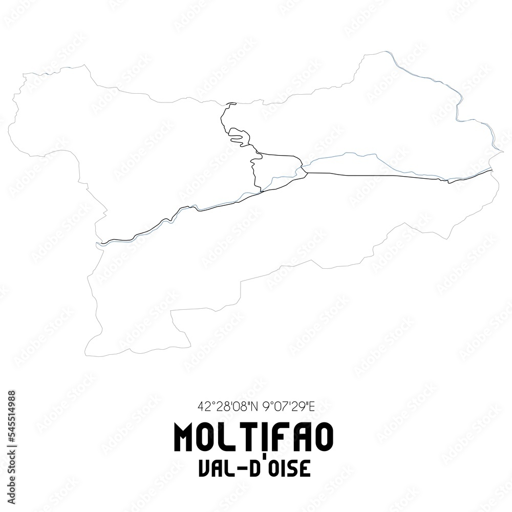 MOLTIFAO Val-d'Oise. Minimalistic street map with black and white lines.