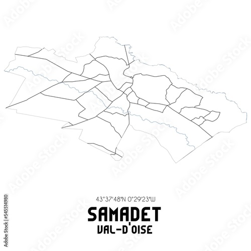 SAMADET Val-d'Oise. Minimalistic street map with black and white lines.