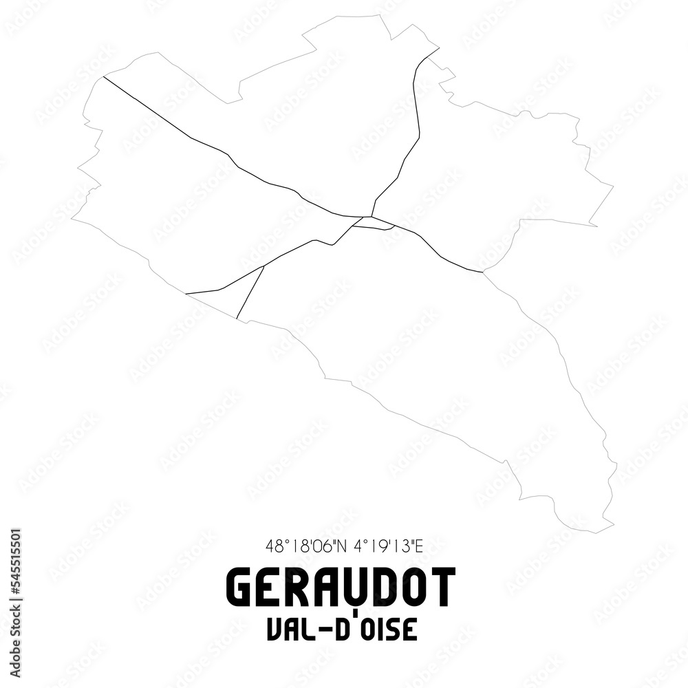 GERAUDOT Val-d'Oise. Minimalistic street map with black and white lines.