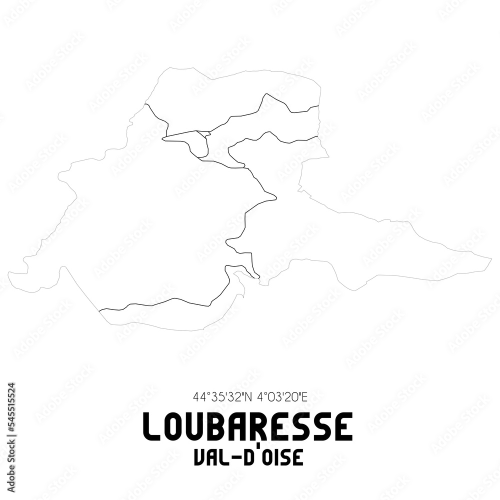 LOUBARESSE Val-d'Oise. Minimalistic street map with black and white lines.