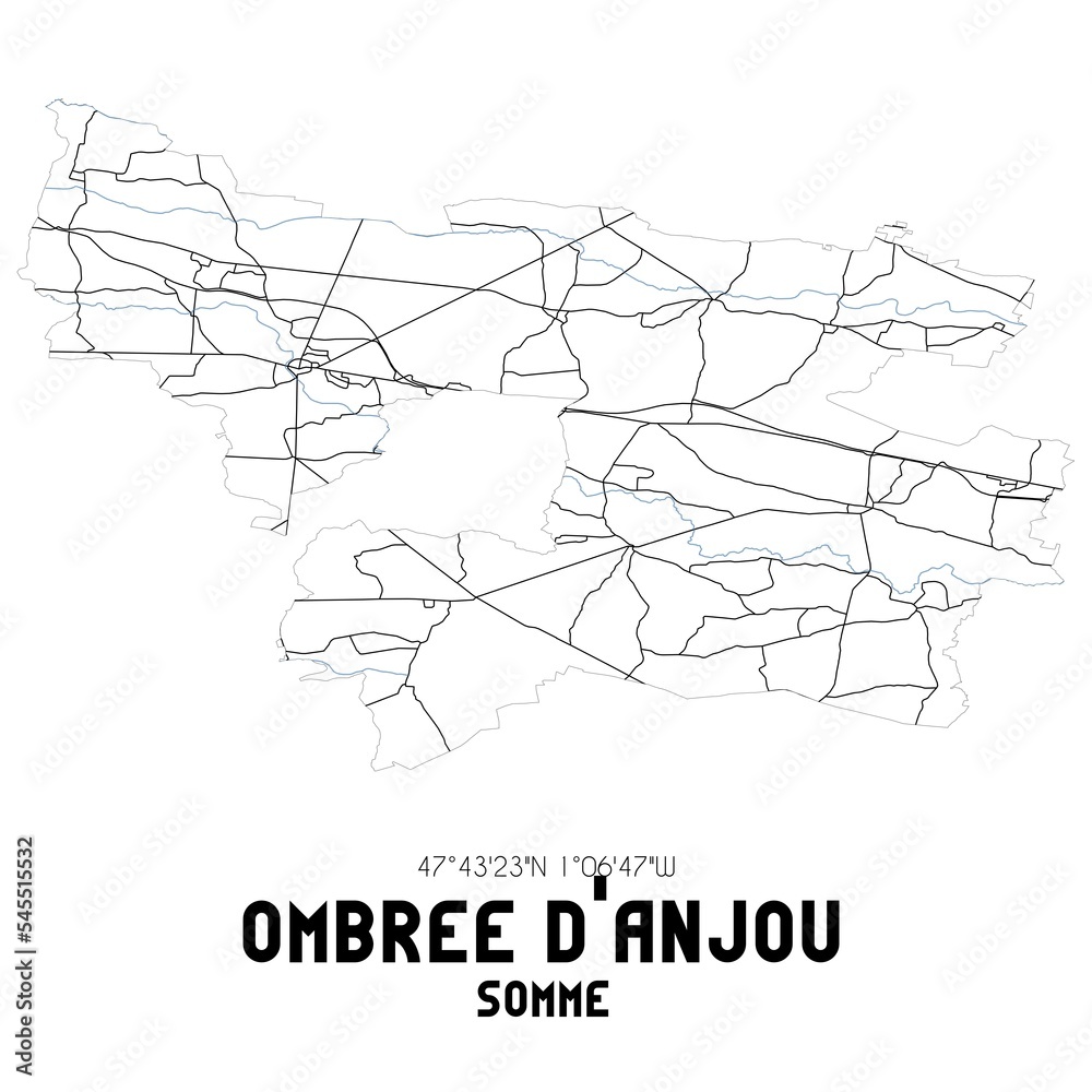 OMBREE D'ANJOU Somme. Minimalistic street map with black and white lines. OMBREE D'ANJOU Somme. Minimalistic street map with black and white lines.
