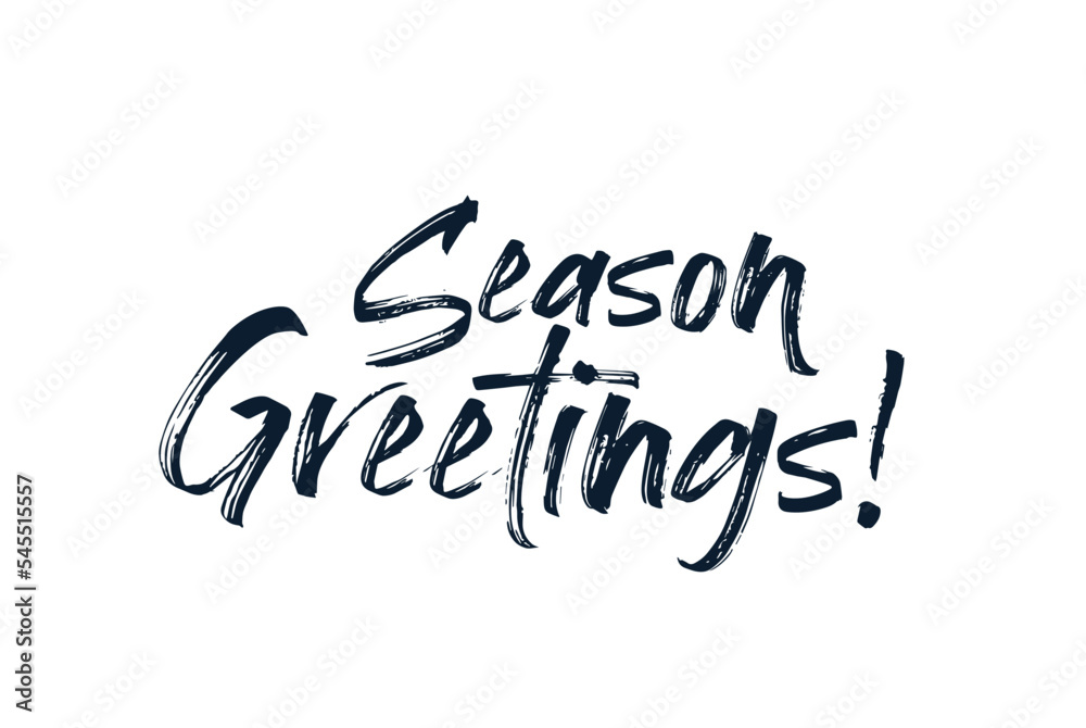 Season's greetings brush hand lettering, isolated on white background