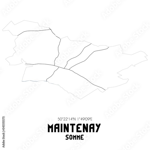 MAINTENAY Somme. Minimalistic street map with black and white lines.