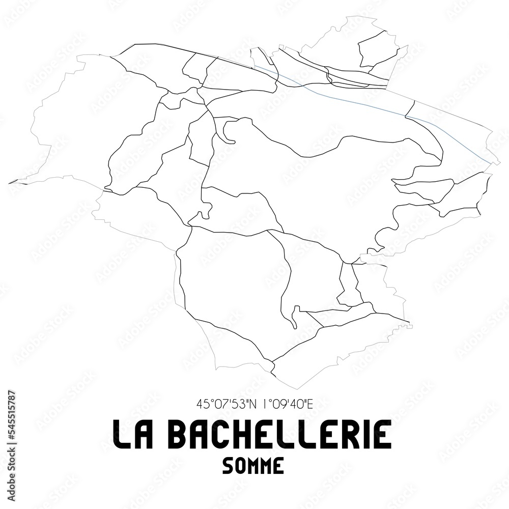LA BACHELLERIE Somme. Minimalistic street map with black and white lines.
