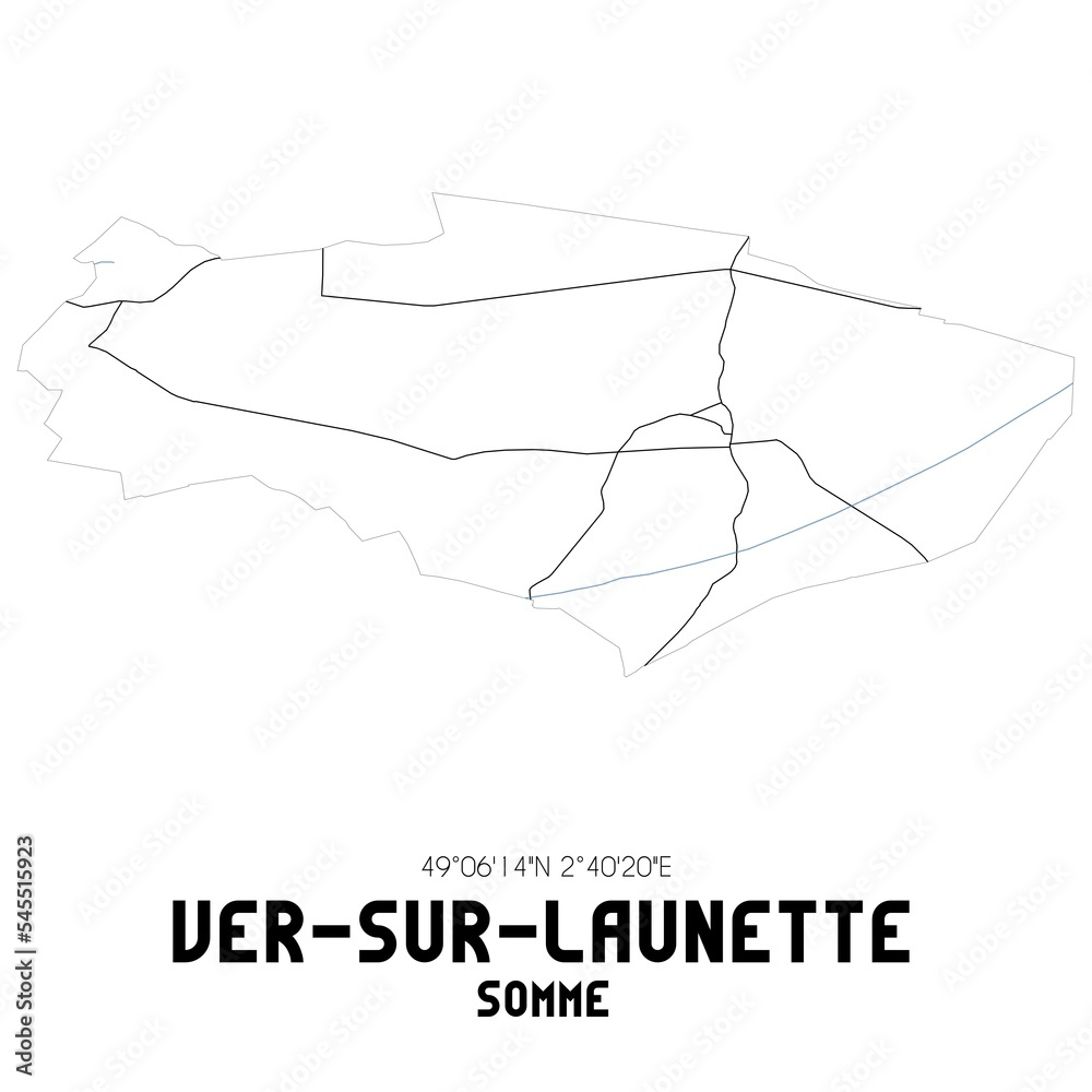 VER-SUR-LAUNETTE Somme. Minimalistic street map with black and white lines. VER-SUR-LAUNETTE Somme. Minimalistic street map with black and white lines.