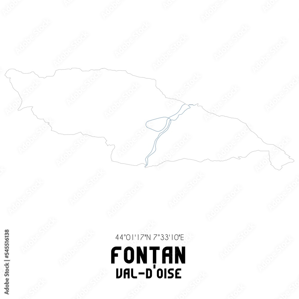 FONTAN Val-d'Oise. Minimalistic street map with black and white lines.