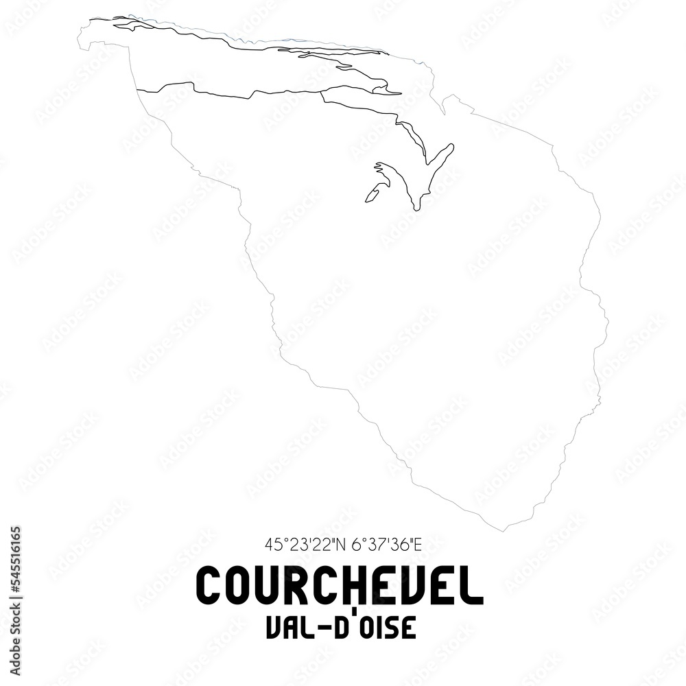 COURCHEVEL Val-d'Oise. Minimalistic street map with black and white lines.