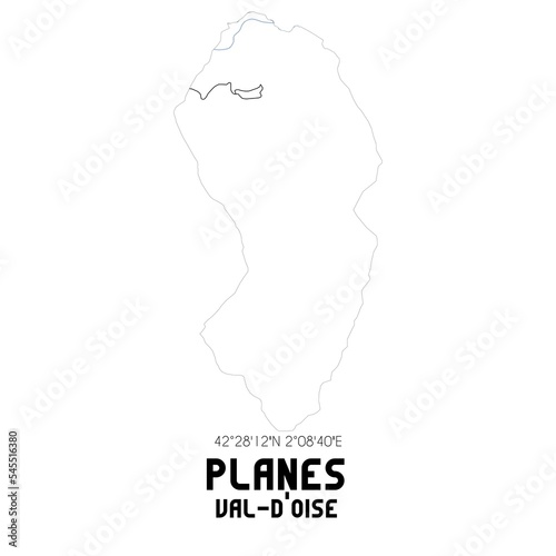 PLANES Val-d'Oise. Minimalistic street map with black and white lines.