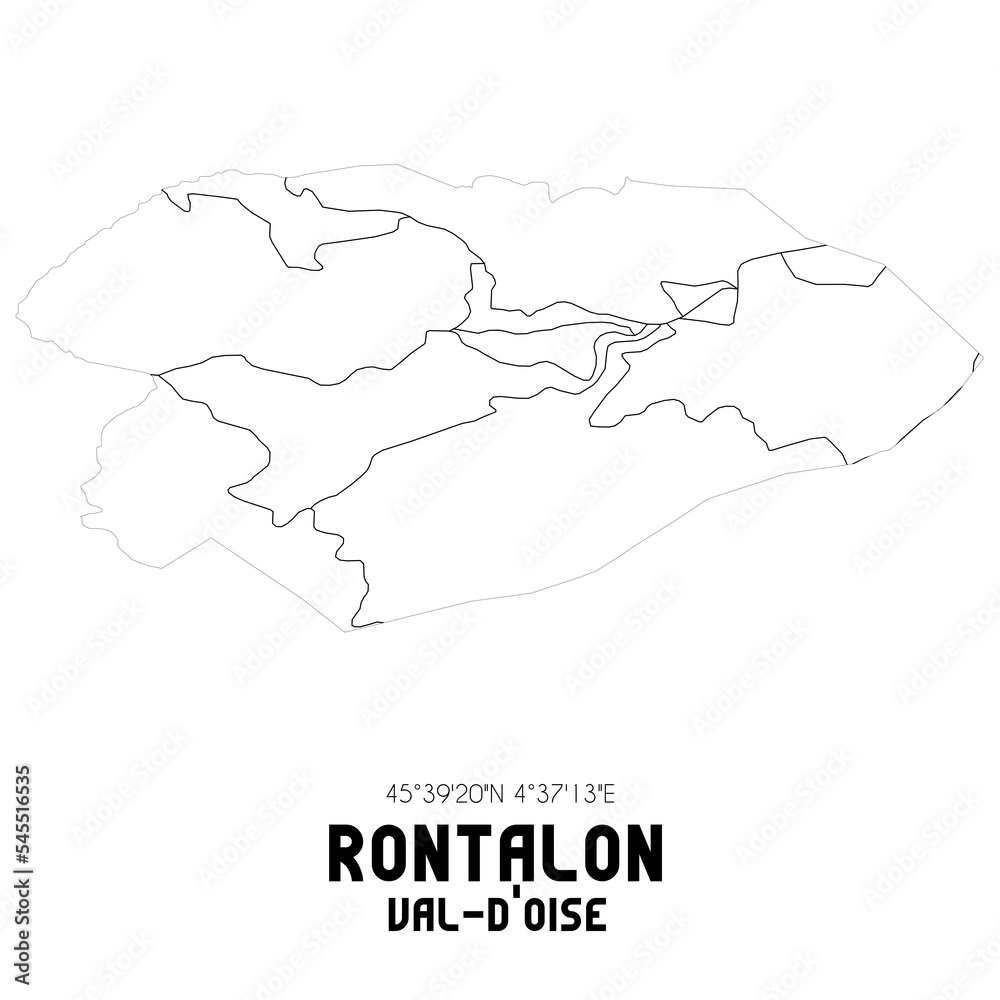 RONTALON Val-d'Oise. Minimalistic street map with black and white lines.