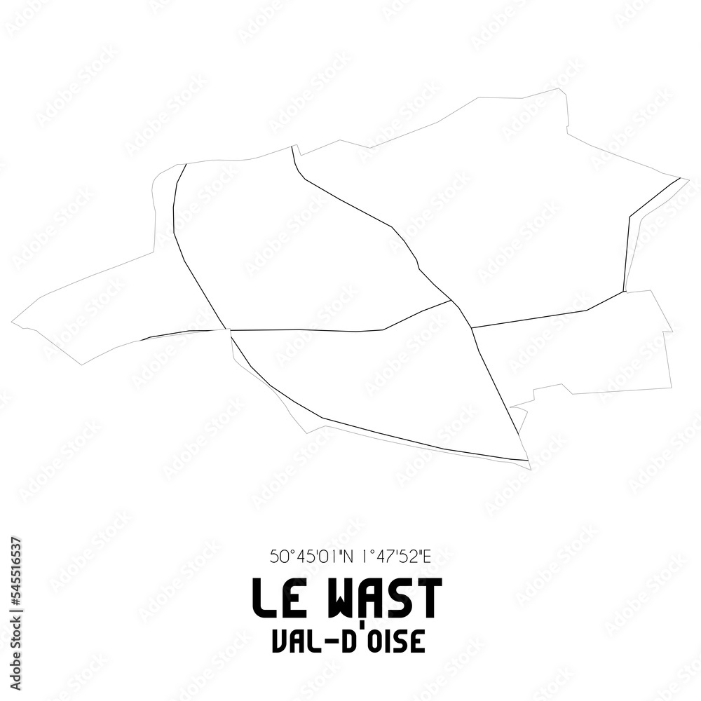 LE WAST Val-d'Oise. Minimalistic street map with black and white lines. LE WAST Val-d'Oise. Minimalistic street map with black and white lines.