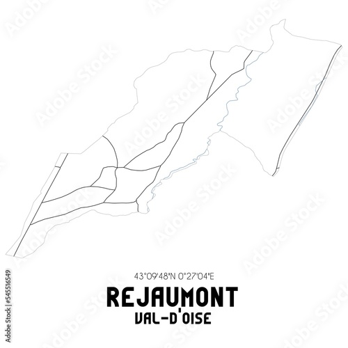 REJAUMONT Val-d'Oise. Minimalistic street map with black and white lines. photo