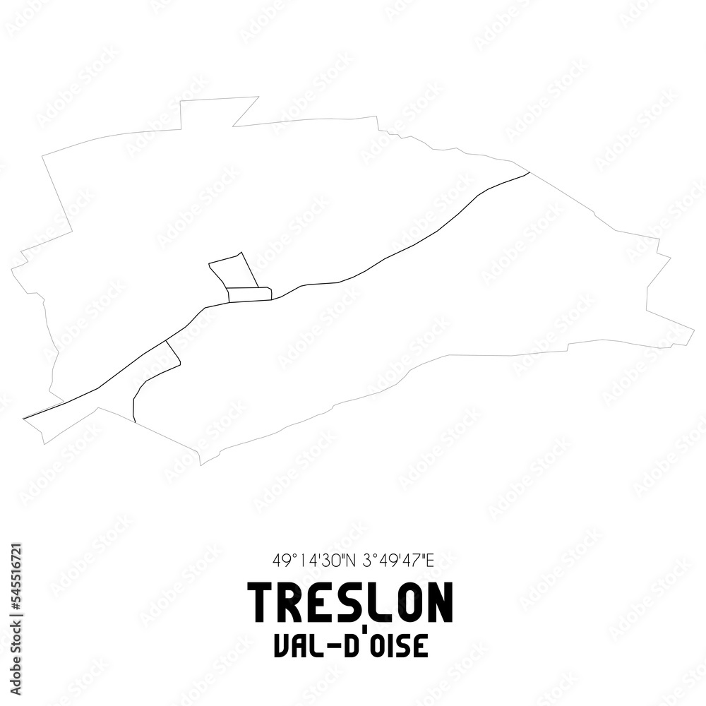 TRESLON Val-d'Oise. Minimalistic street map with black and white lines.
