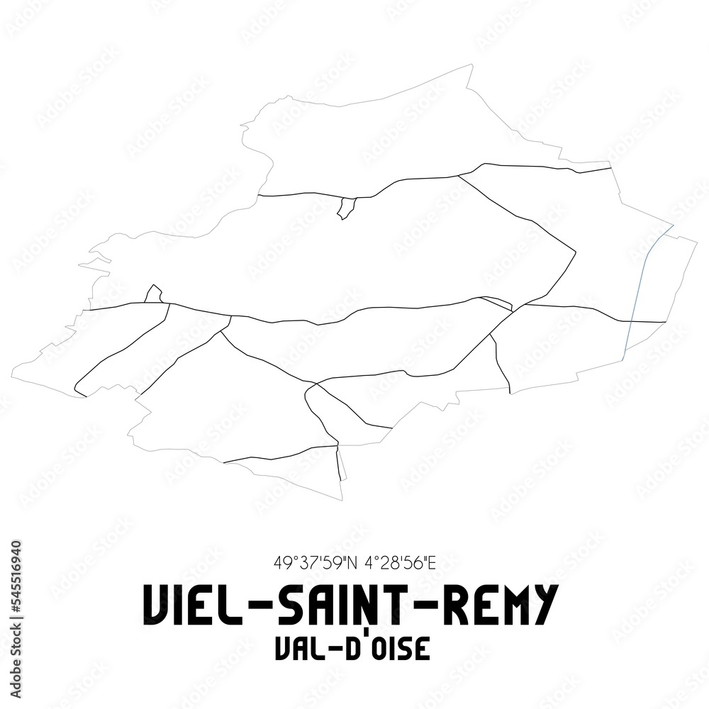 VIEL-SAINT-REMY Val-d'Oise. Minimalistic street map with black and white lines.