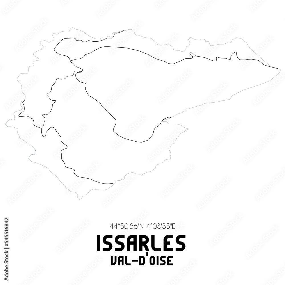 ISSARLES Val-d'Oise. Minimalistic street map with black and white lines.