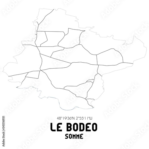 LE BODEO Somme. Minimalistic street map with black and white lines.