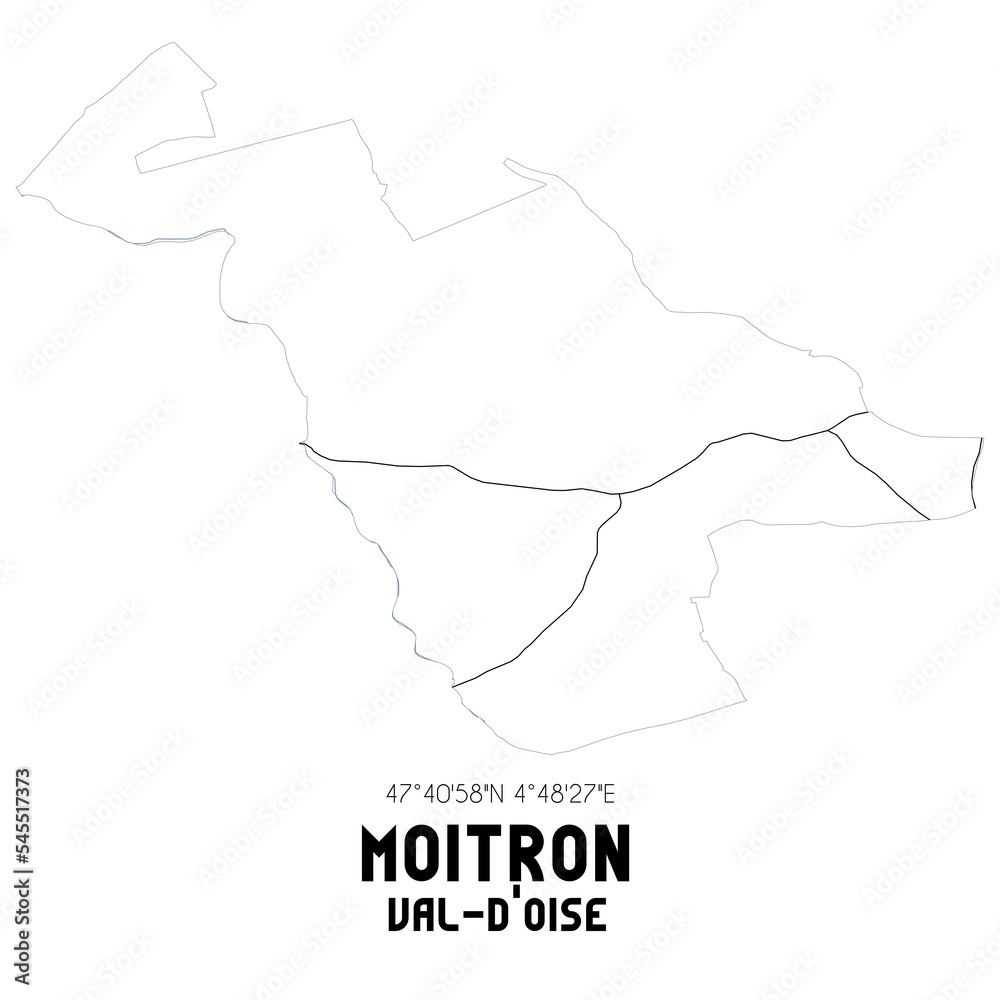 MOITRON Val-d'Oise. Minimalistic street map with black and white lines.