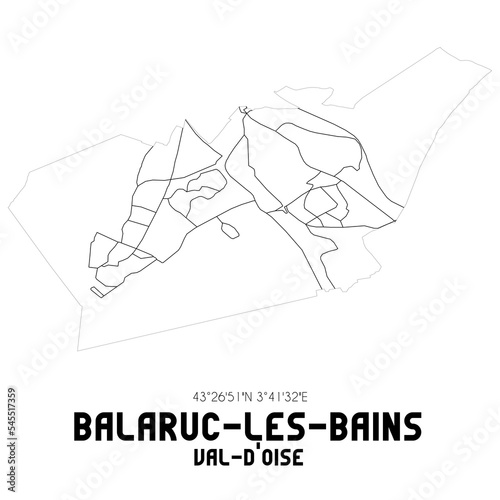 BALARUC-LES-BAINS Val-d'Oise. Minimalistic street map with black and white lines.