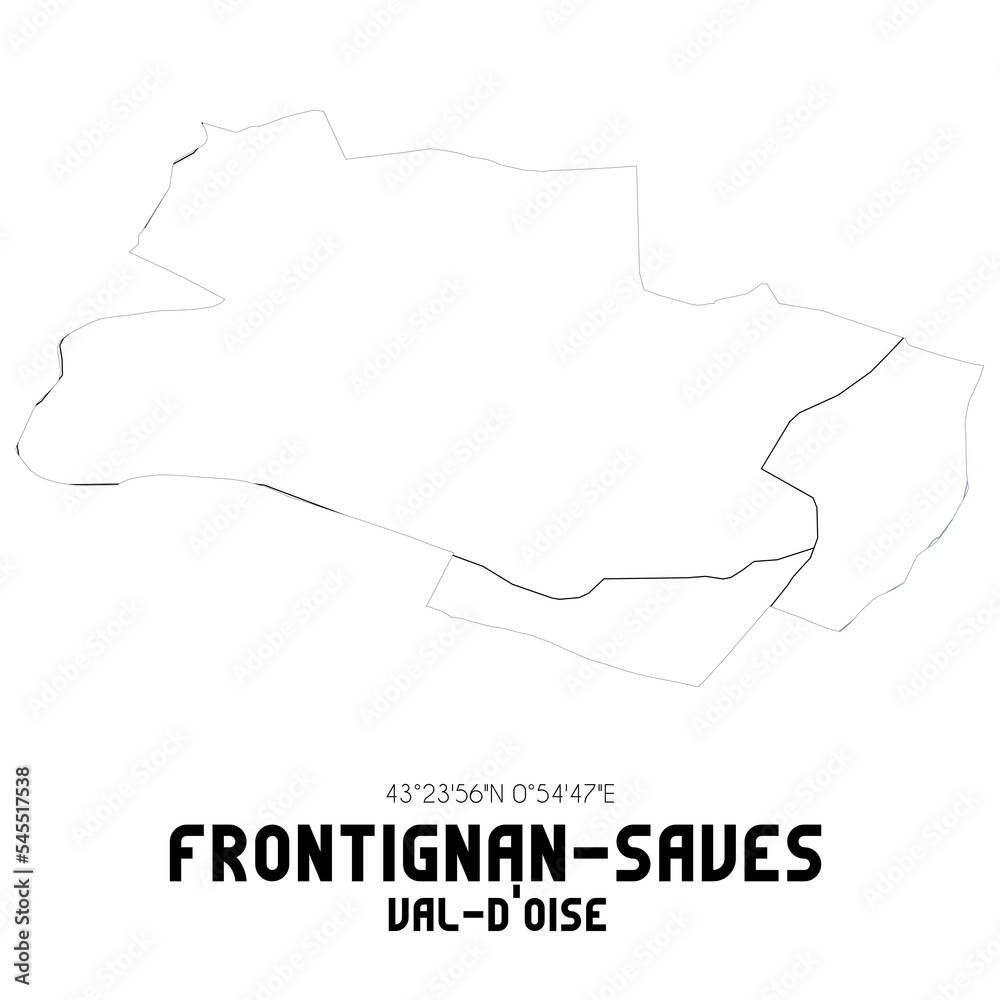 FRONTIGNAN-SAVES Val-d'Oise. Minimalistic street map with black and white lines. FRONTIGNAN-SAVES Val-d'Oise. Minimalistic street map with black and white lines.
