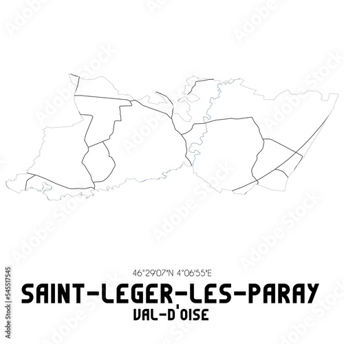 SAINT-LEGER-LES-PARAY Val-d'Oise. Minimalistic street map with black and white lines.